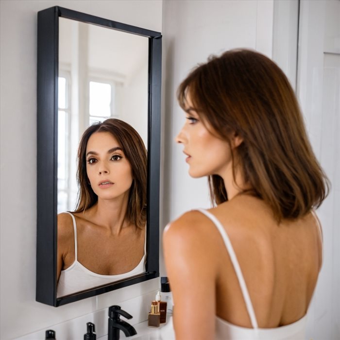 Maquillage idéal pour brune en robe rouge